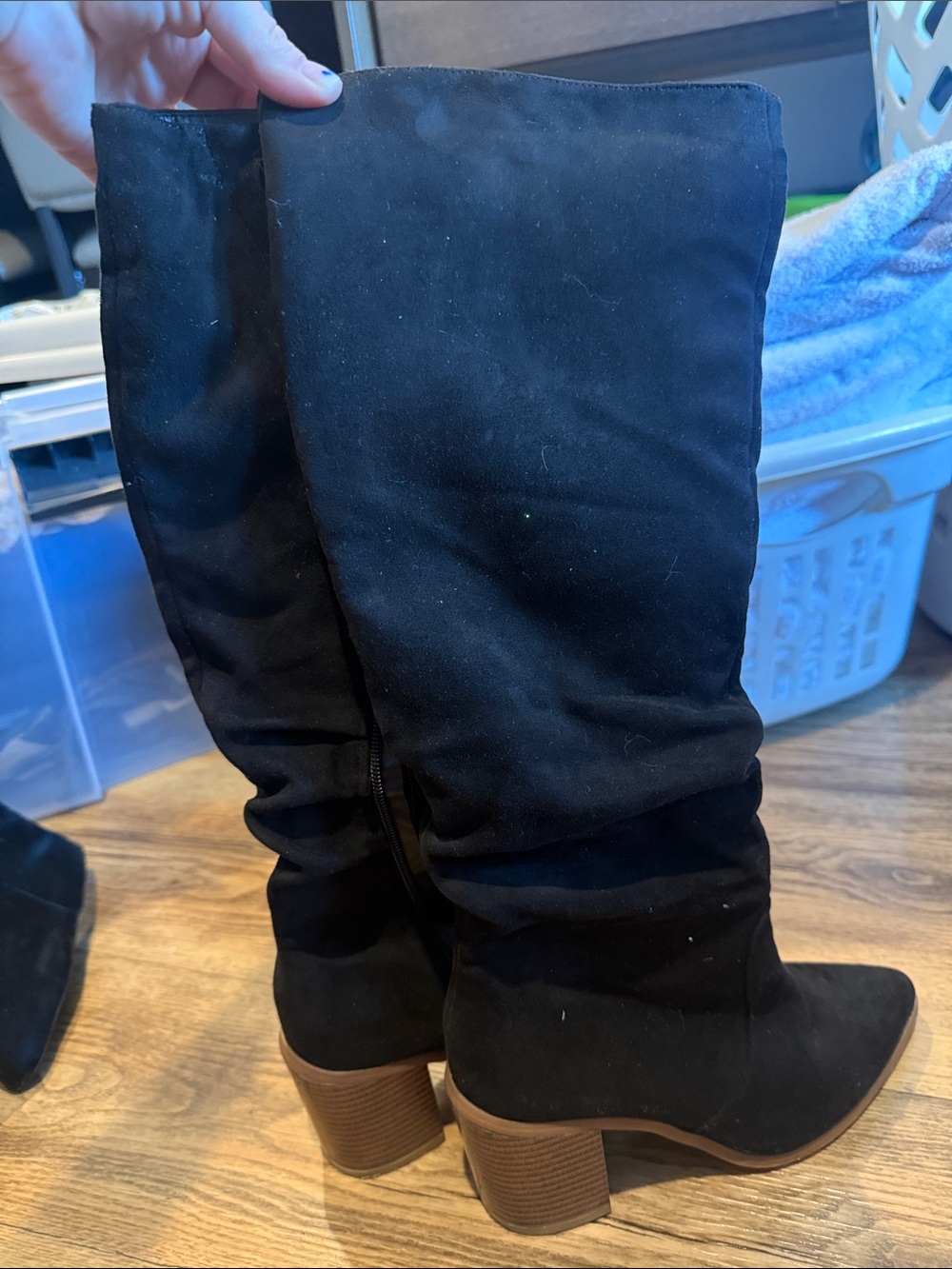Black Suede Heel Boots